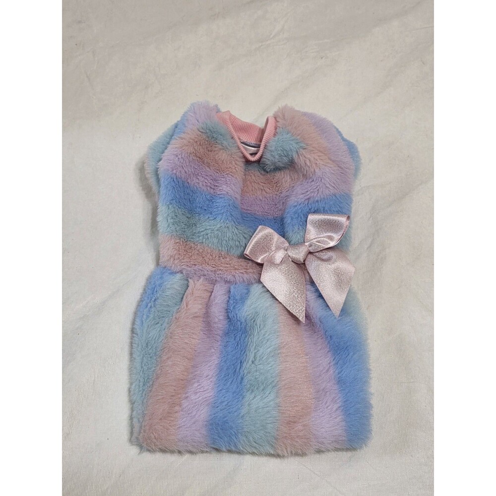 Pink\Blue Stipe Furry Dog Coat Size Small